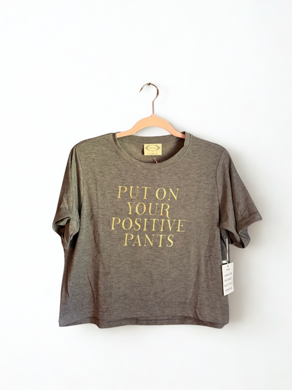 Joyfolie Gray Tee with Gold Print
